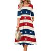 Women's Casual Round Neck Midi Dress Three Quarter Sleeve Waist Cinched Independent Day Style Spring Autumn Dress