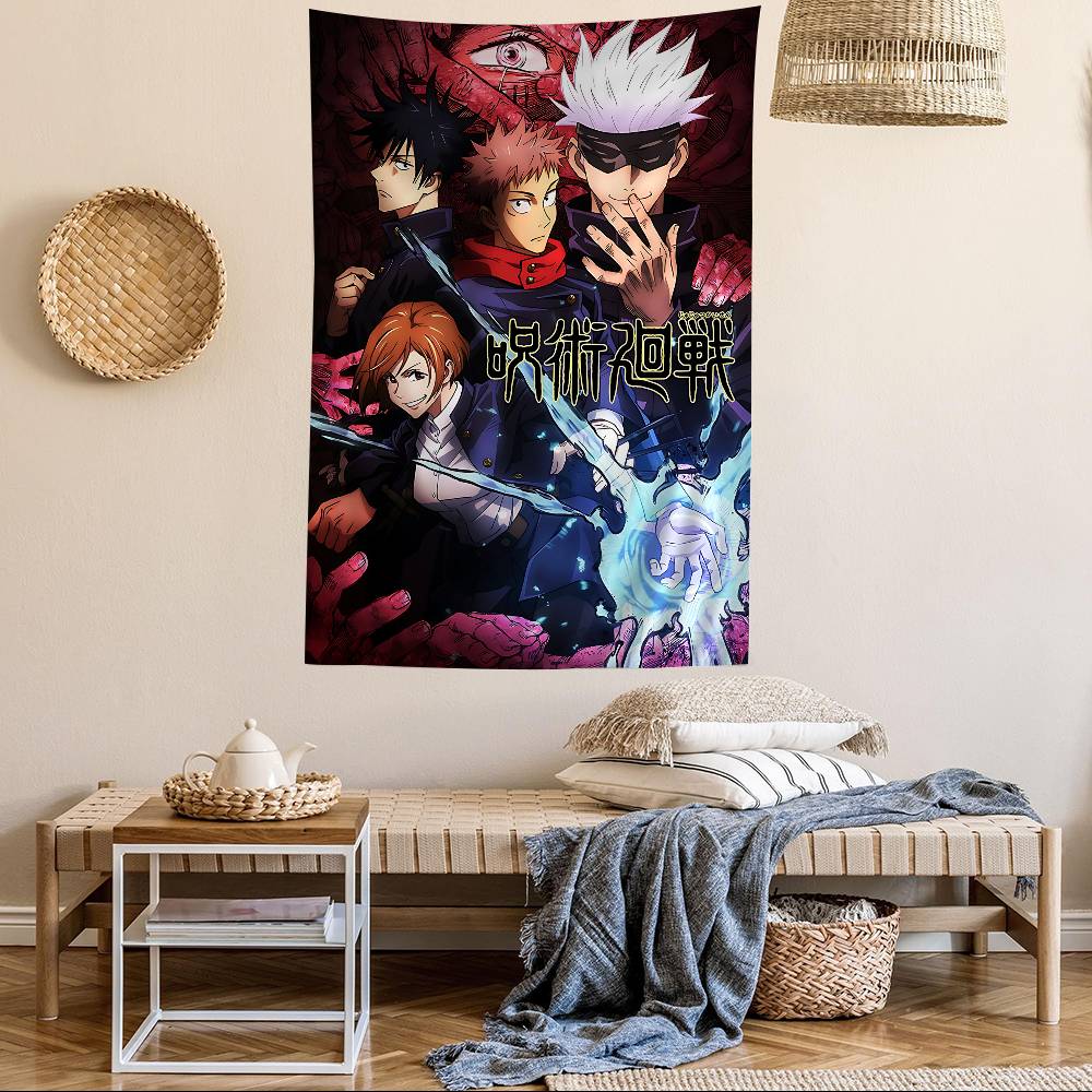 Jujutsu Kaisen Anime Cartoon Tapestry Art Science Fiction Room Home Decor Wall Hanging Sheets