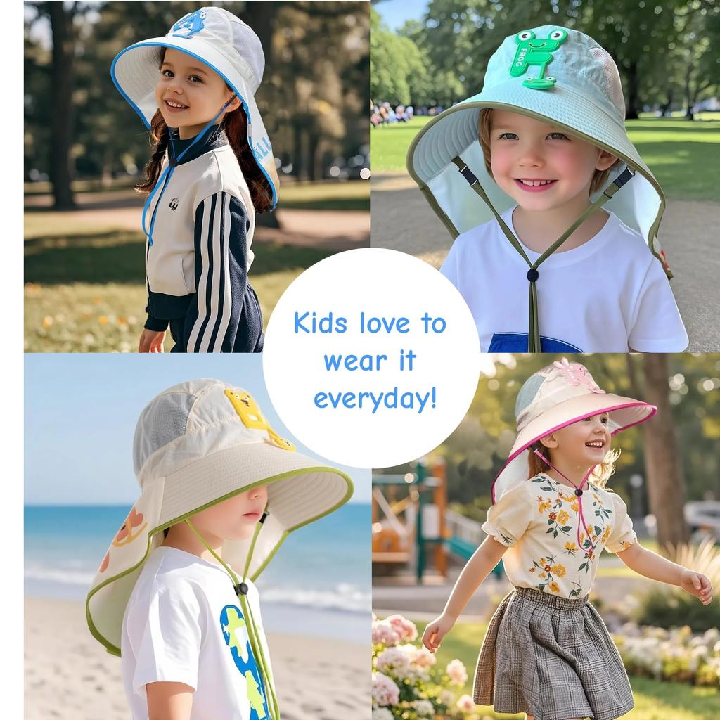 Kids Sun Hat Summer UV Protection Breathable Mesh Large Brim Outdoor Travel Hat Boys Girls Fisherman Beach Fisherman Hat