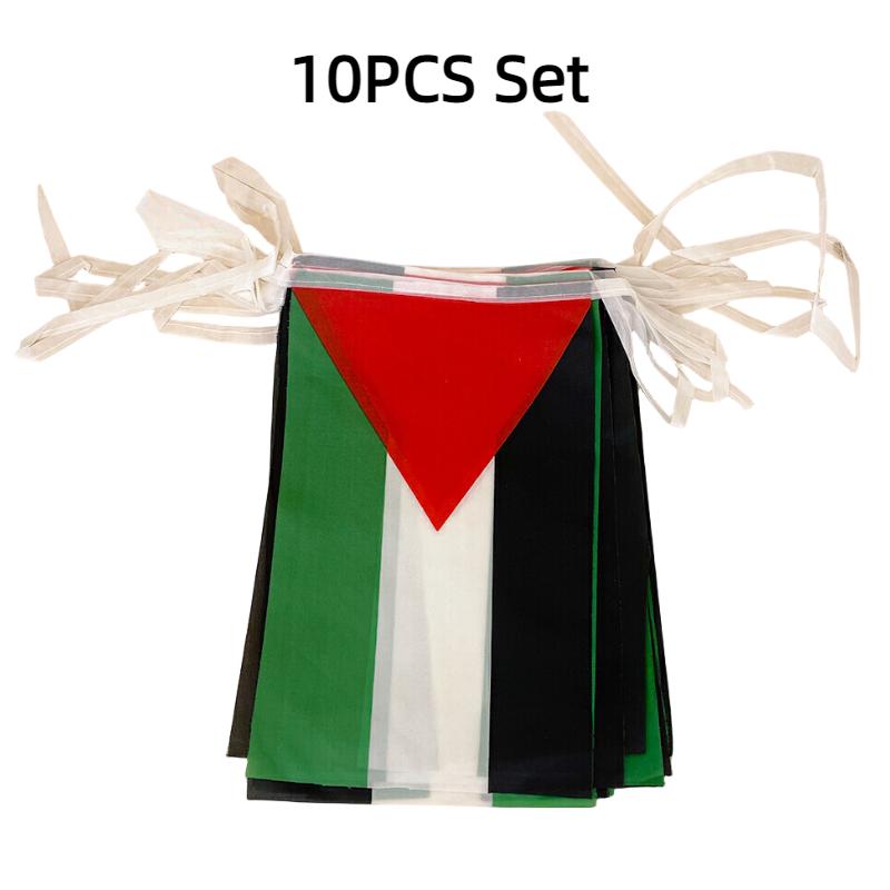 Gaza Palestine 10pcs Polyester Flag Square Triangle Shape Celebrate Festival