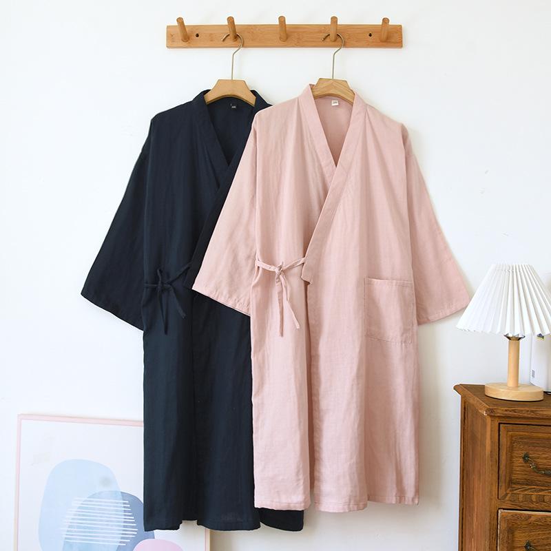 Japonská dámská bavlněná gázová kimono pyžamová souprava - Letní volný župan pro páry