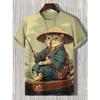 T-shirts Graphiques Ukiyo-e Chats Japonais Pour Hommes Tendance Mode Manches Courtes Impression 3D T-shirt Enfant Décontracté Oversize Harajuku T-shirts