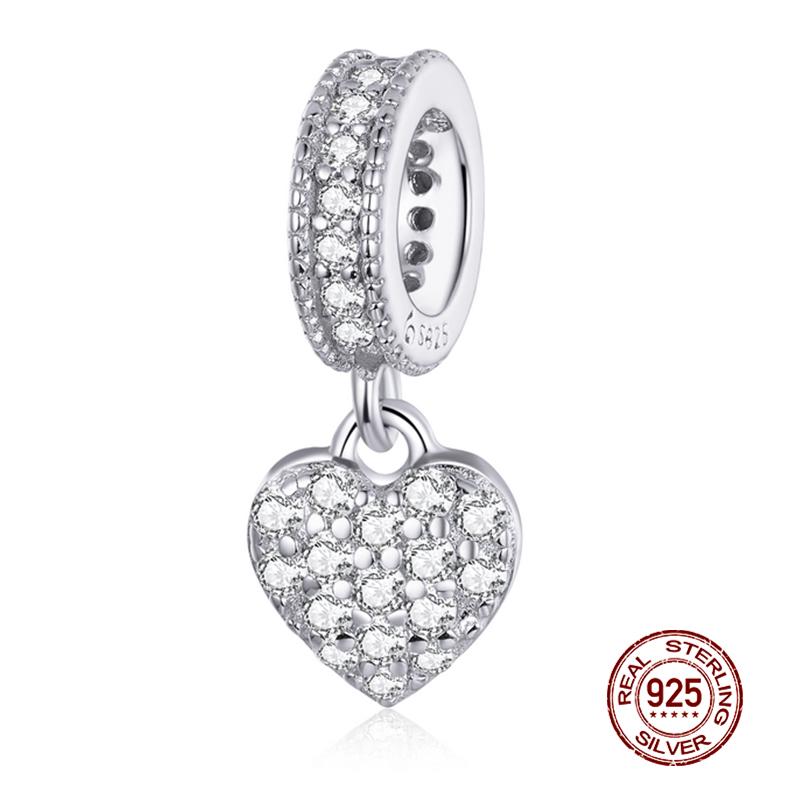 WOSTU 925 Silver Animal Cat Charm Pendant Heart Family Ladybug Bee Beads Fit Original Bracelet DIY Jewelry For Women