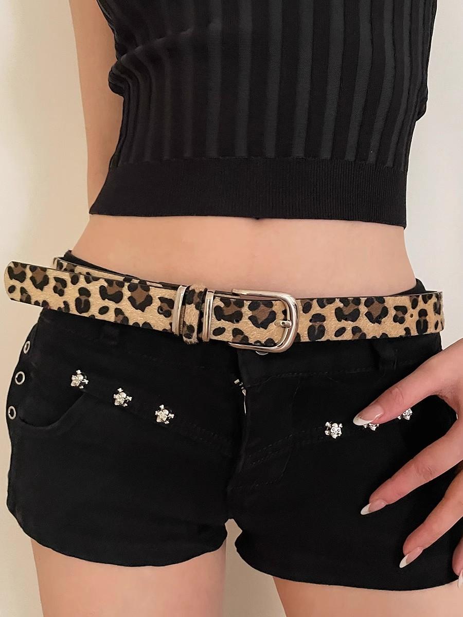 

Retro Leopard Print Women s Belts Trend Hip Hop Y2k Girls Pu Leather Girdle Retro Pin Buckle Jeans Dress Accessories Waistband леопардовый