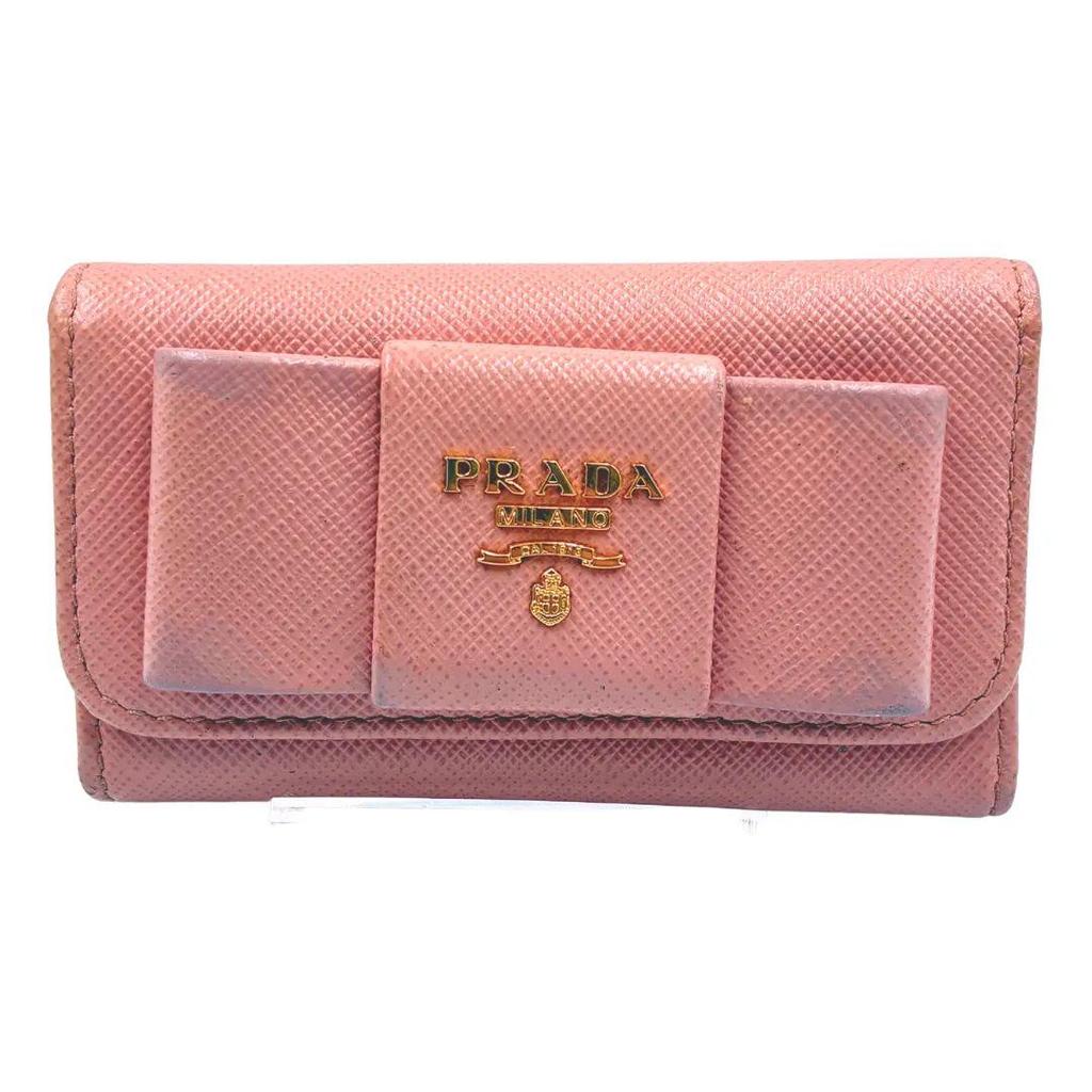 Used PRADA Prada 6-ring Key Case Ribbon Saffiano Pink