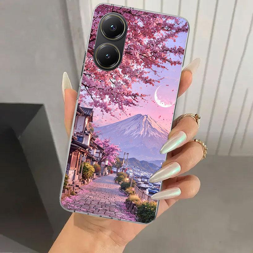 Japanese Cherry Mount Fuji Phone Case for Xiaomi Poco X5 X6 X7 Pro F7 Ultra M7 Redmi 15 15C 13 13C 12 12C 10 10A 10C 9 9A 9C 9T