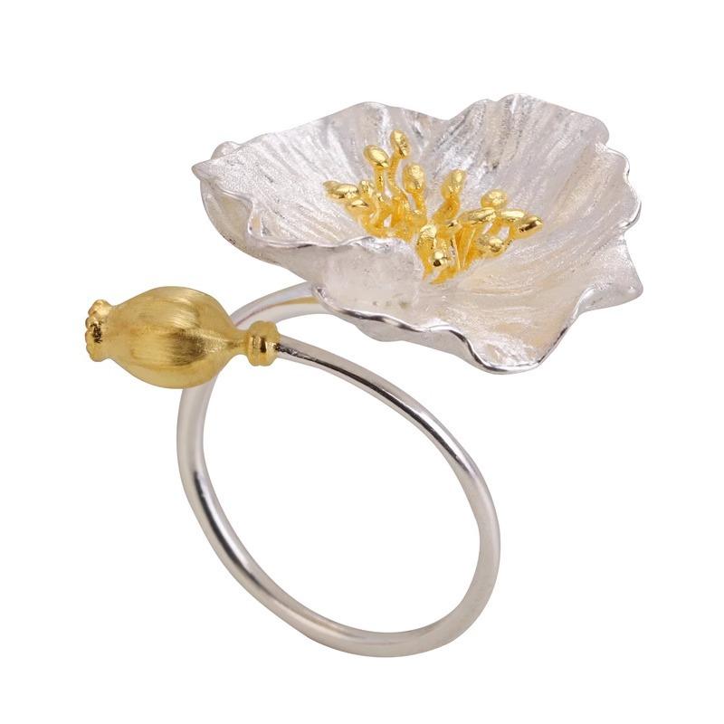 Floral Elegant Adjustable Copper Ring For Women In Chic Style Minimalist
