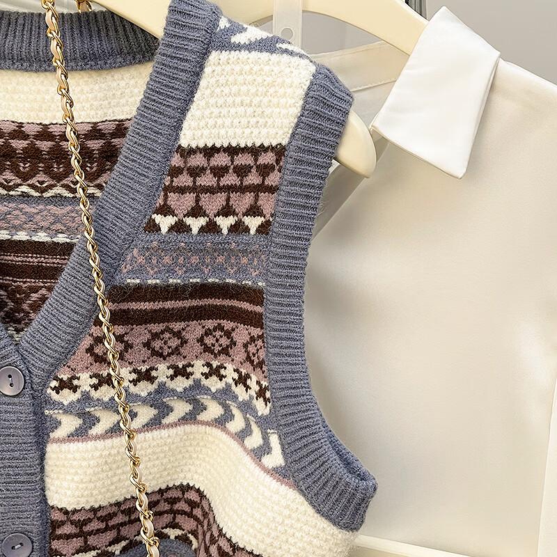 Tangshi Women's Retro V-Neck Cardigan Vest