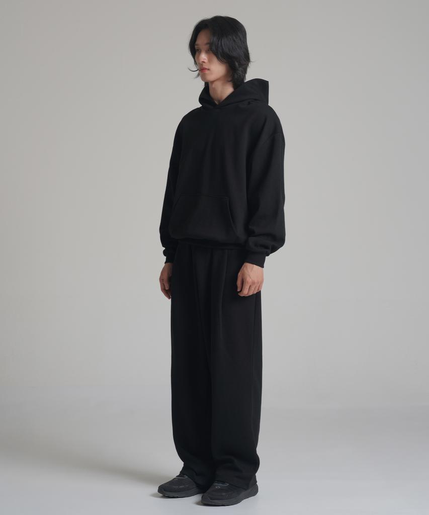 Noming One-Pleat Wide Sweatpants - Black