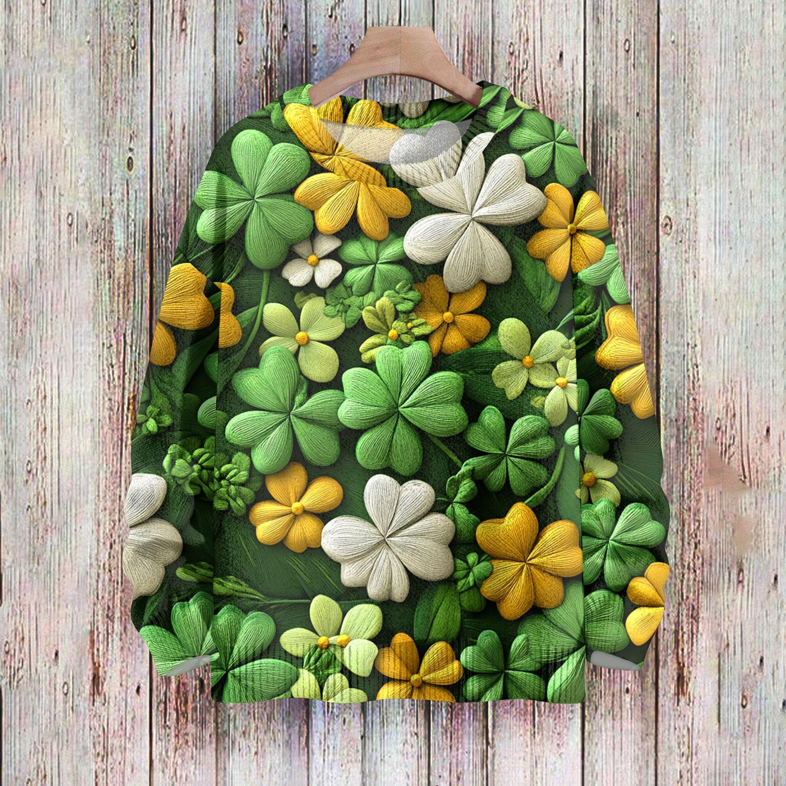 

Женская мода вскользь с длинным рукавом St. Верх из шерстяного трикотажного пуловера с принтом Патрика и круглым вырезом L армия зеленый