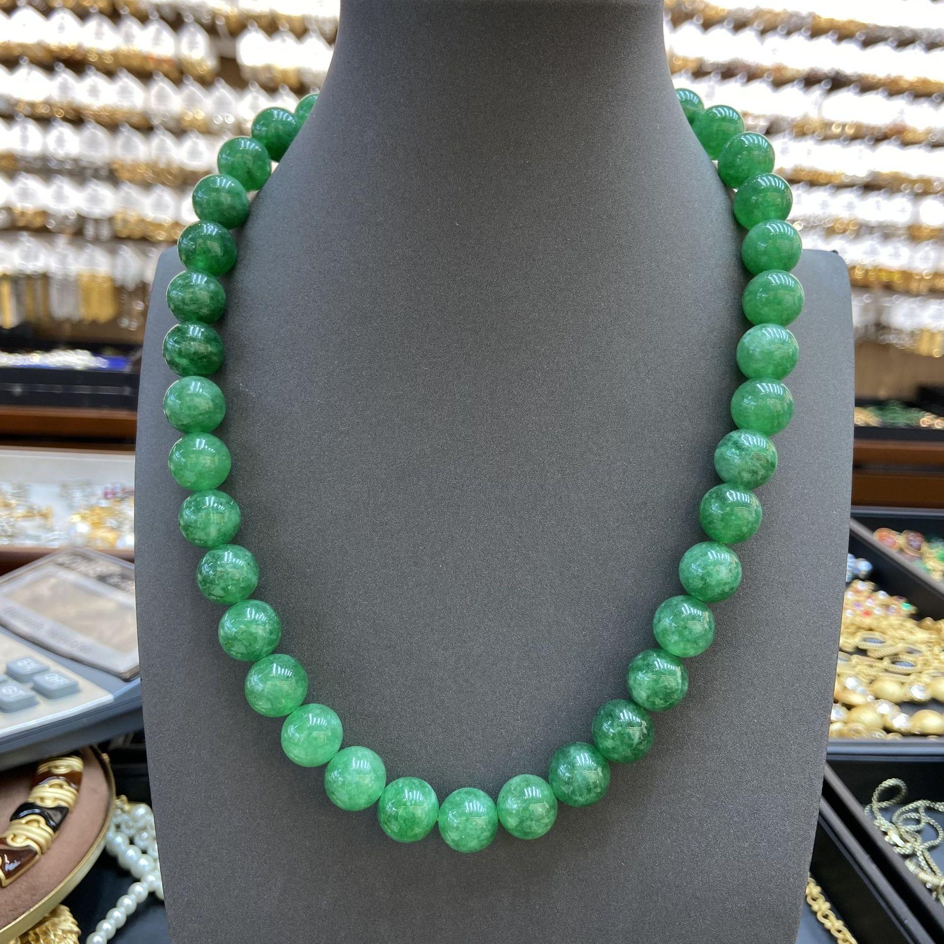 Fan Bingbing Same Retro Natural Agate Emerald Necklace Green Jade Texture Bracelet Classical Elegant Temperament Bracelet