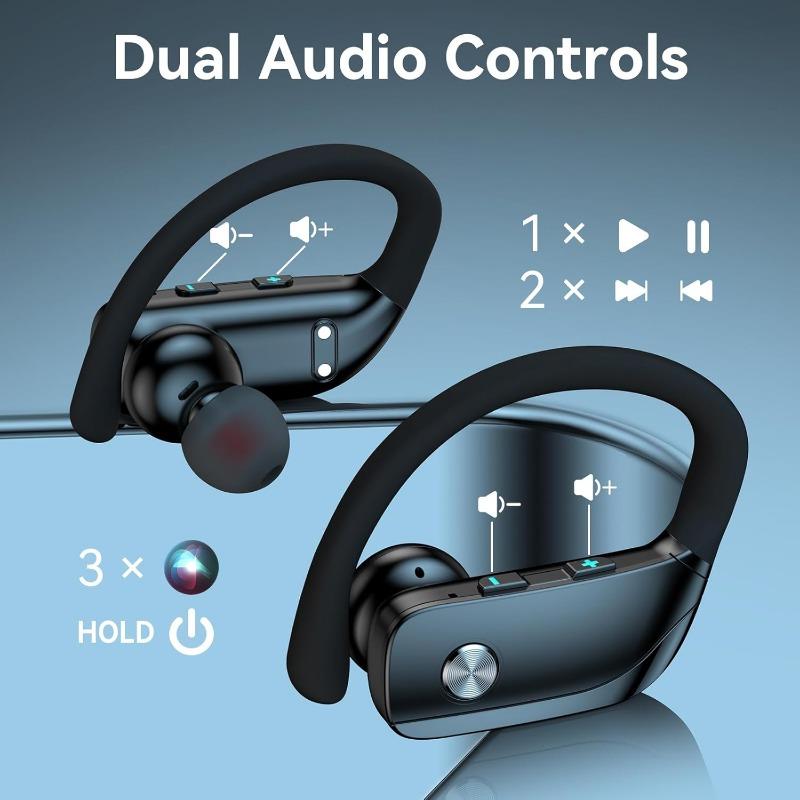 1PACK Wireless earbud-style Bluetooth headphones with LED display, featuring stereo sound effect Suitable for running exercises or fitness activities.