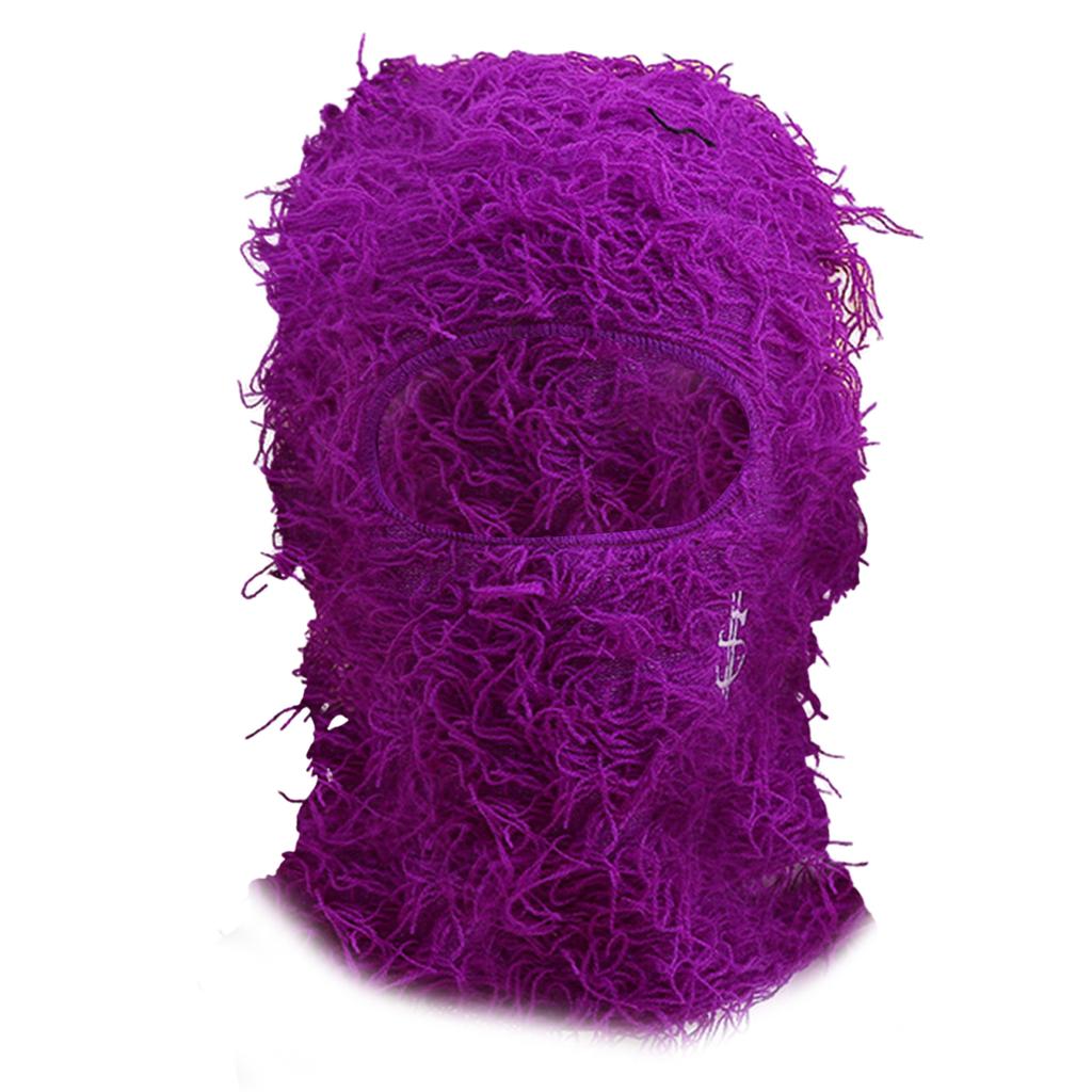 Adult Embroidered Balaclava Elastic Windproof Neck Protect Hat with Single Hole Exposed Winter Cycling Skiing Hat