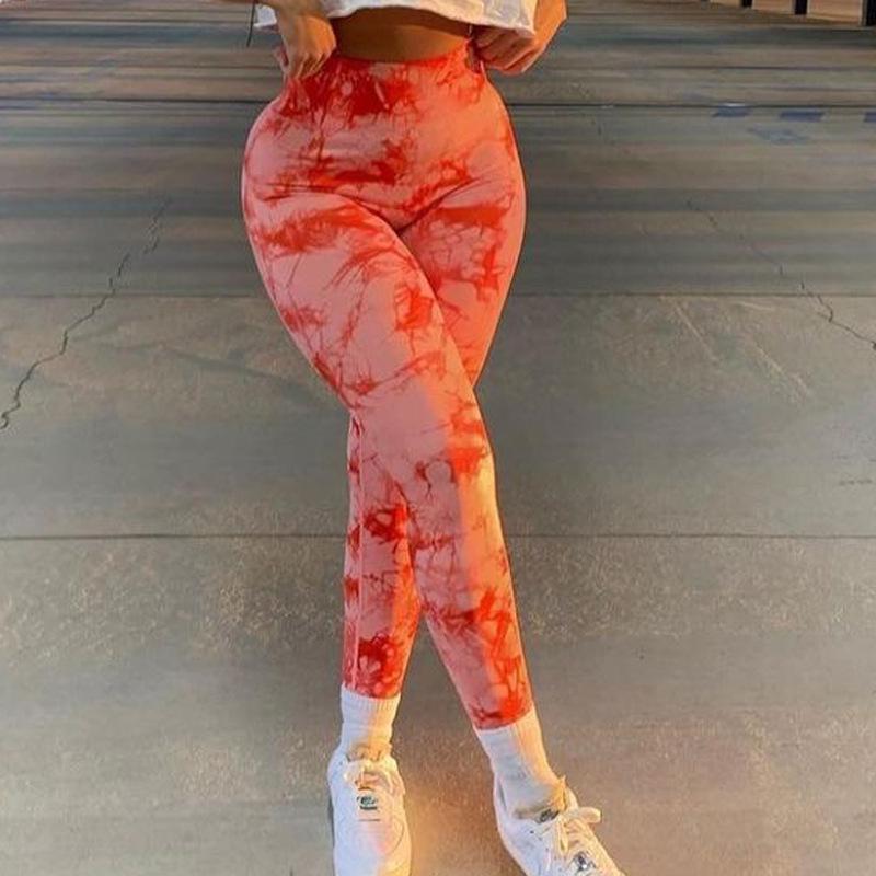 HNYHWKR Seamless Tie-Dye High-Waist Yoga Leggings: Stretch, Butt-Lift, Sweat-Wicking.
