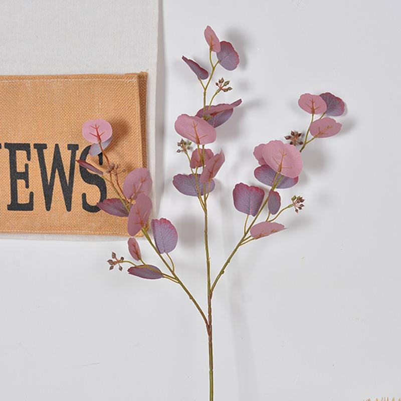 10pcs Silk Money Leaves Simulation Green Plants Floral Auditorium Decoration Artificial Belt Fruit Round Leaf Eucalyptus Branch