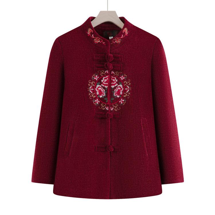 

Пальто бабушки Зимы из бархата, утолщенное, имитация, зимнее пальто для пожилых 5XL бордовый