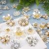 2026 New 2cm 50/57pcs with Diamond Pearl Flower, Imitation Diamond Button Hat Clothing Decoration Sewing Accessories, DIY Crafts