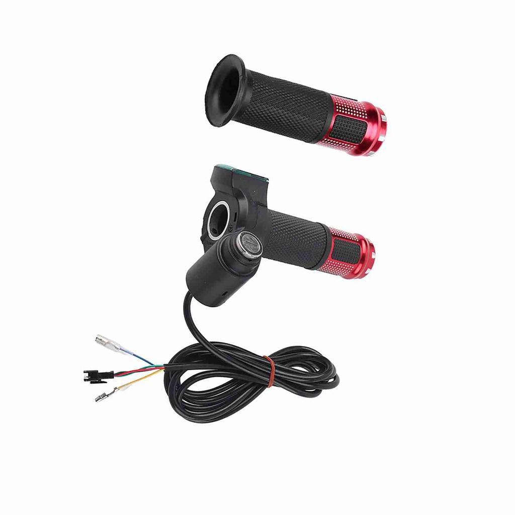 Twist Throttle Grips Handle With Key Lock LED Display Screen For Electric Bike(red)