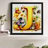 DIY Diamond Painting Round Diamond The Letters "J" In Vini and Eeyore Full Diamond Mosaic Home Decoration Painting Cross Stitch Kit