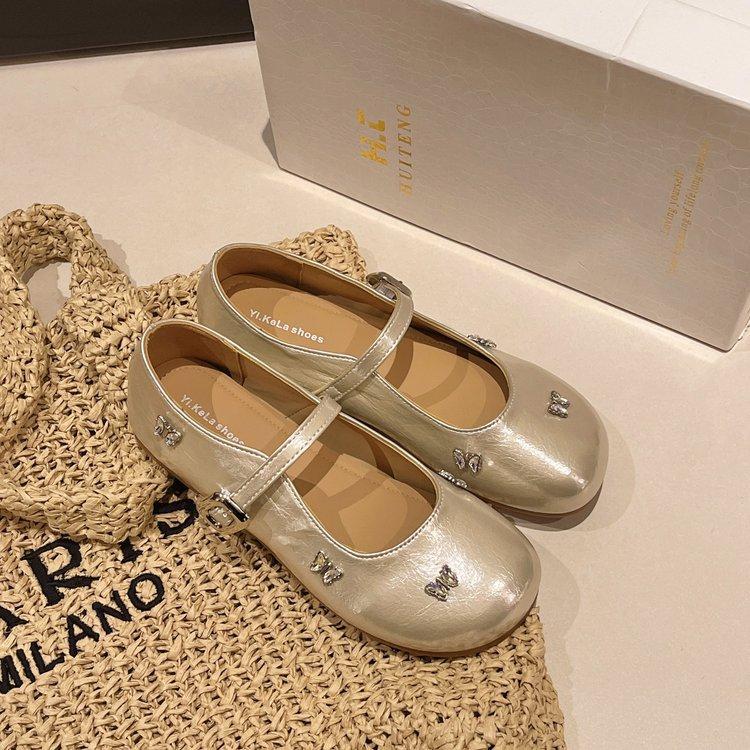 

Ballet style flats women s summer 2025 new shallow mouth one-word buckle with Mary Jane shoes soft sole with skirt single shoes 35