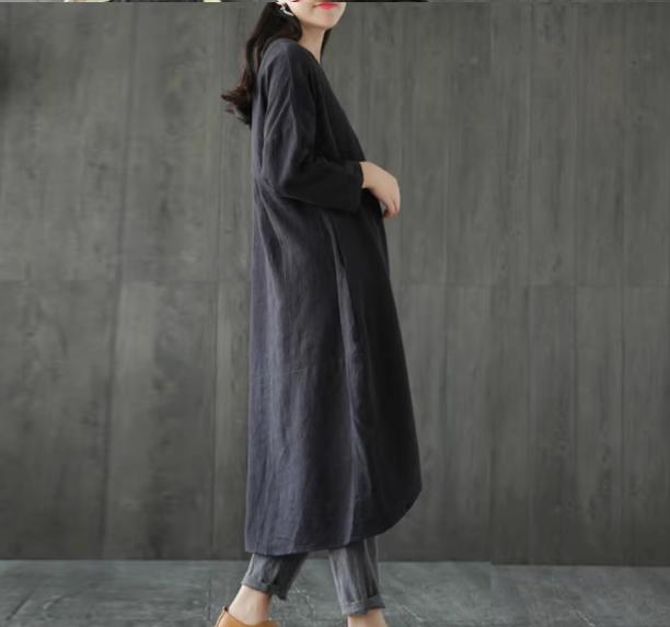 Spring Cotton And Linen Loose Fitting Slimming Dress For Women