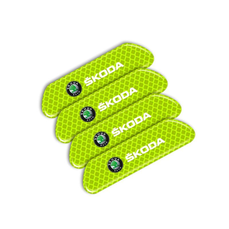 4PCS Car Door Safety Warning Reflective Mark 3D Sticker Car Accessories for Skoda Octavia 1 2 3 A4 A5 MK2 Fabia Kamiq Kapoq Kodiaq Rapid SCALA