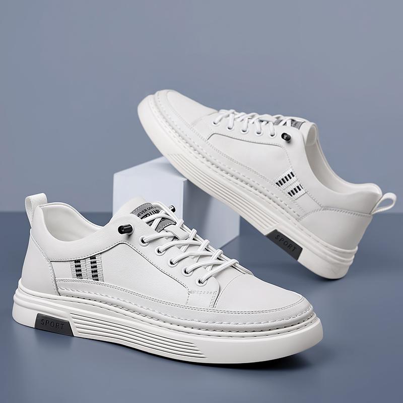 Fashion Fashionable New Minimalist White Men's Leather Casual Shoes Thick Soled Outdoor Hiking Shoes Men's Oxford Shoes Versatile