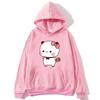 Red Flower From Panda BuBu To Bear DuDu Hoodie Cute Baby Bears Sweatshirts Couple Clothes Women's Streetwear