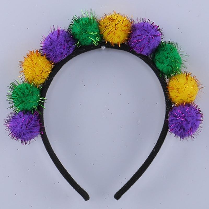 Colorful Mardi Gras Headband Features Green Yellow Colorful Charm Headwear for Prom and Party Comfortable