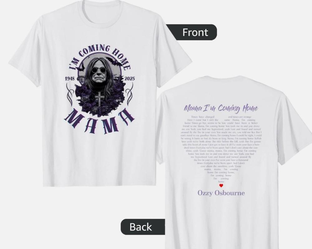 

Футболка Оззи Осборна, Мама, я возвращаюсь домой, Памятная футболка Оззи, Подарок для фанатов M