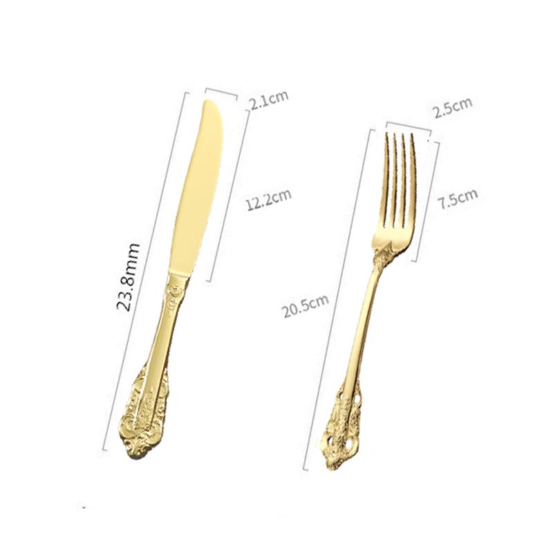 Nordic Gold Rim Steak Knife & Fork Plate Set - Western Dining & Breakfast Tableware