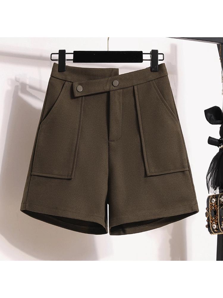 Women's Woolen Bootcut Shorts – Autumn/Winter 2025 Collection, European Style, Wide Leg, Plus Size, Hot Selling