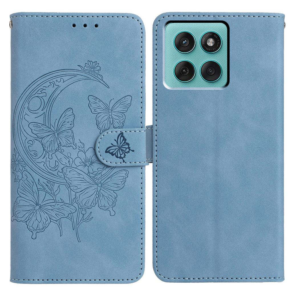 Für Motorola Edge 60 Fusion 5G Hülle Schmetterling Blume Geprägt PU Leder Brieftasche Ständer Handyhülle