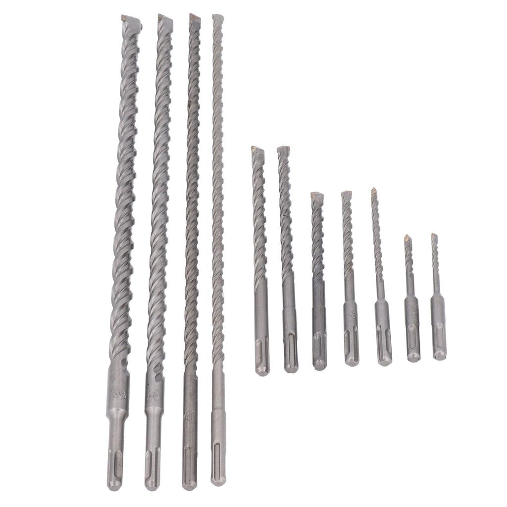 11Pcs Hammer Drill Bit Cemented Carbide High Speed Chip Removal Electric Hammer Drill Bit Set