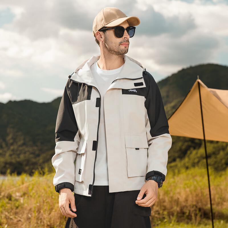 JEEP Men's Fashion Patchwork Windproof Hooded Jacket