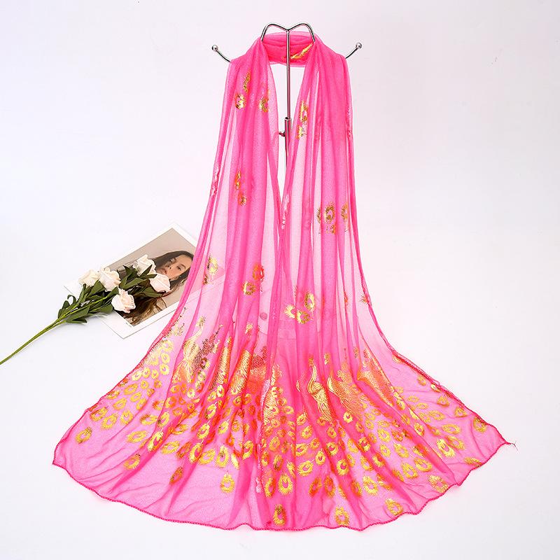 New printed phoenix rose silk scarf women's versatile long beauty yarn scarf beach yarn gift