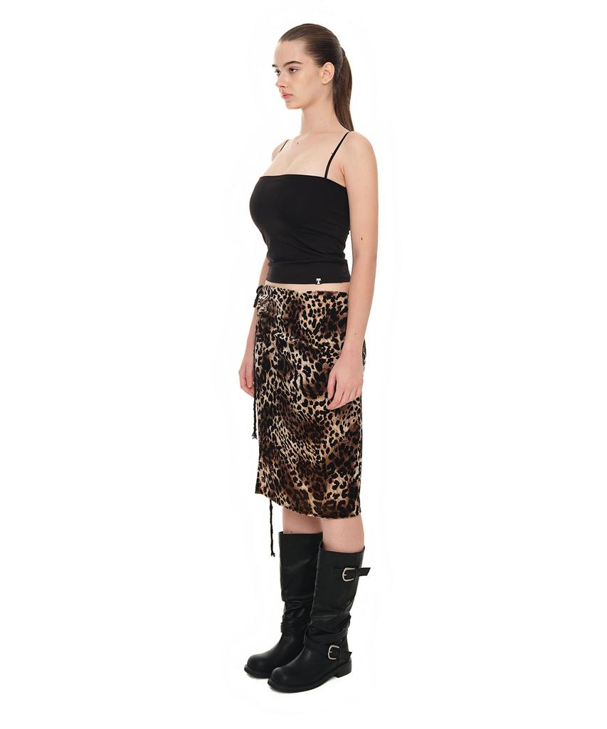 Too Much Tax Velour Midi Skirt Leopard