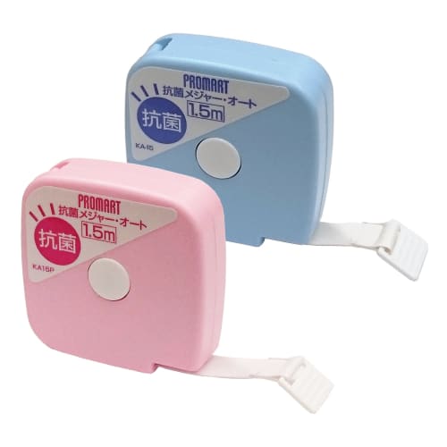 Promart Antibacterial Tape Measure, Auto-Stop Type, Set of 2 (1 Blue & 1 Pink)