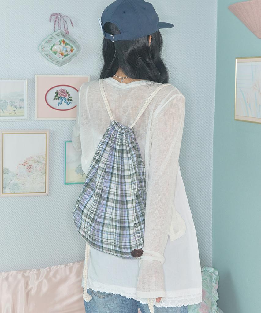 Kiibi Check Pattern Gym Sack Purple