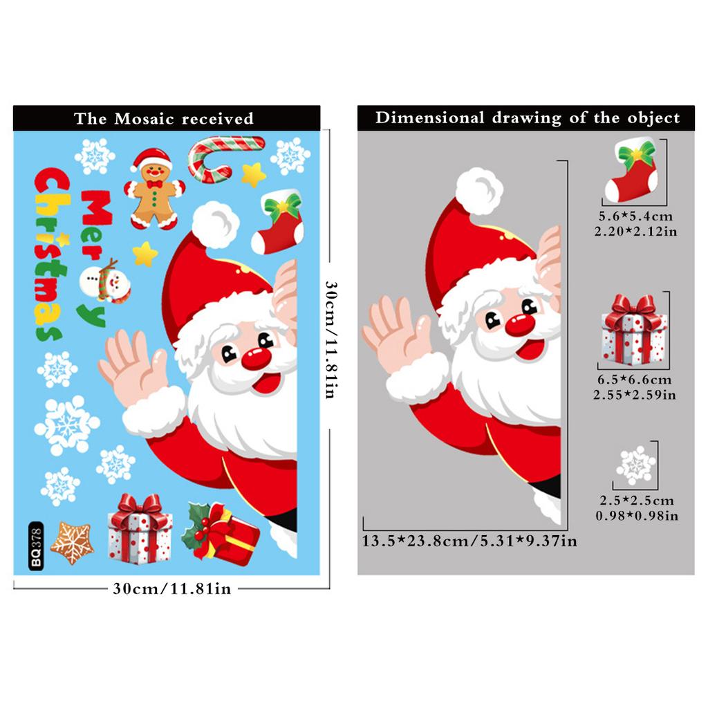 Christmas Window Stickers Santa Claus Reindeer Snowman and Elf Design Festive Merry Christmas Happy New Year Window Clings Gift