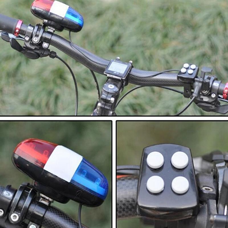 6 Fahrrad Fahrrad Polizei LED Licht + 4 Laute Sirene Ton Trompete Fahrradhupe Glocke