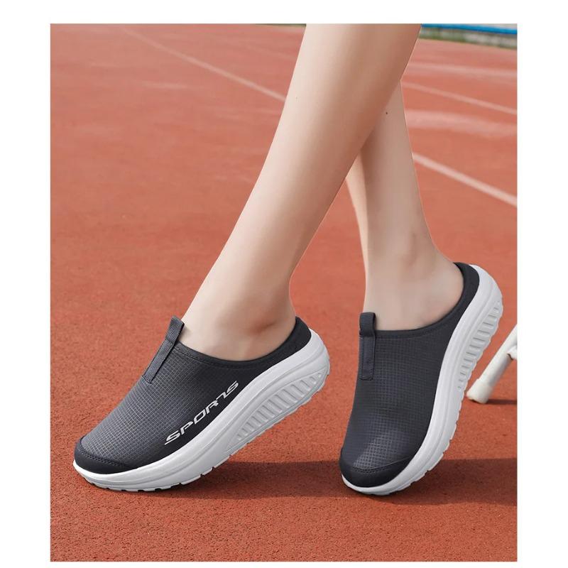 Summer Outdoor Anti Slip Women Casual Shoes Mesh Breathable Soft Comfortable Flat Slippers Thick Bottom