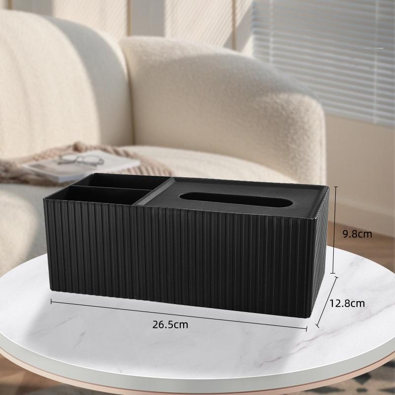 Multifunctional Striped Tissue Storage Box Removable Lid Separate Compartments Nice Housewarming Gift for New Home Owners
