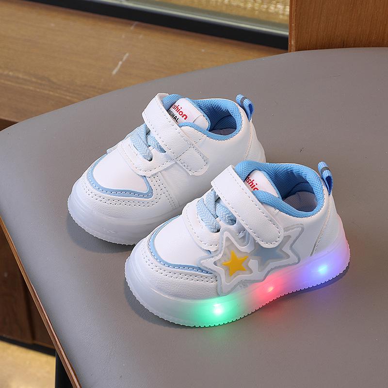 Lichtgevende babyschoentjes: Antislip Zachte Zool Sneakers voor Baby's & Peuters (0-2 jaar) - Jongens & Meisjes, Wit, Lente/Herfst