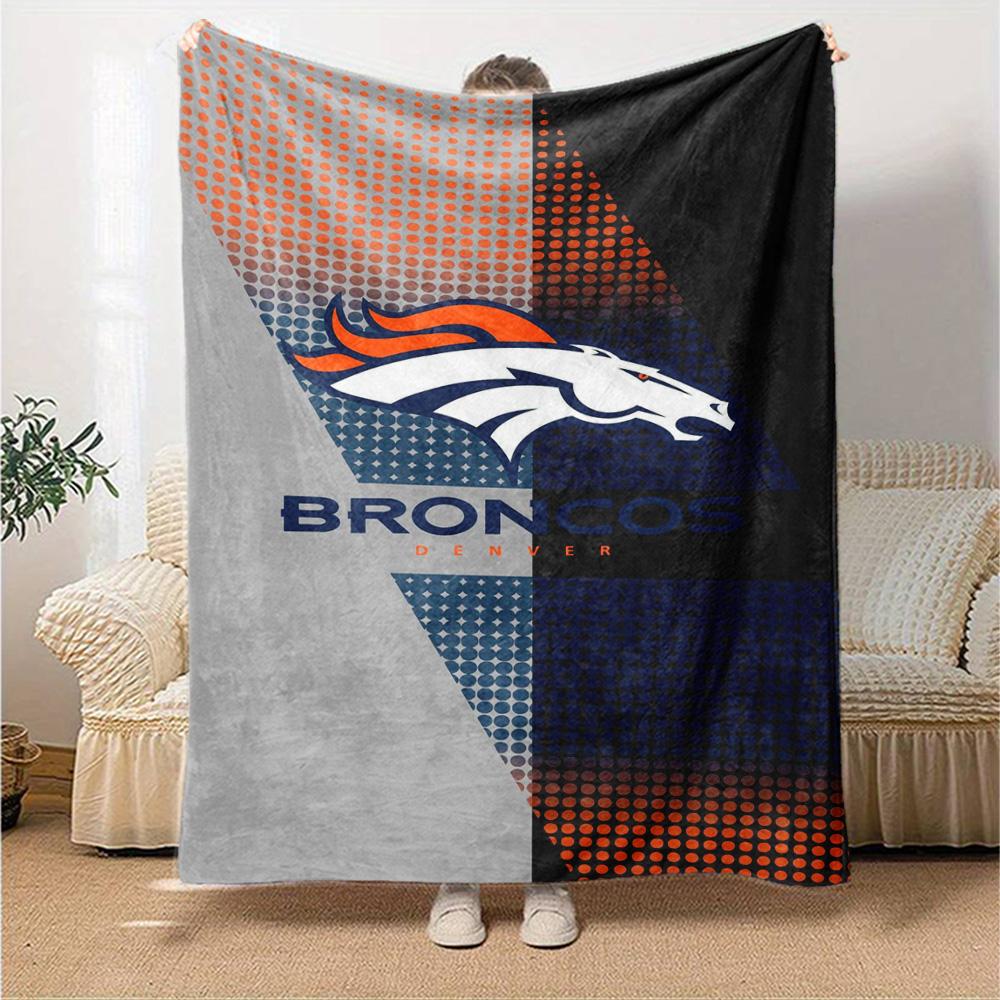 Denver Broncos Print Flannel Blanket High Quality Warm Comfortable Cover for All Seasons Perfect for Gifts Home Decor