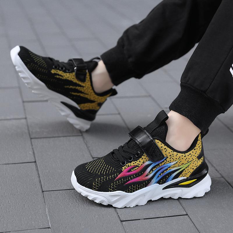 Dětské létající tkané duté prodyšné sportovní běžecké boty venkovní plamen dětské boty