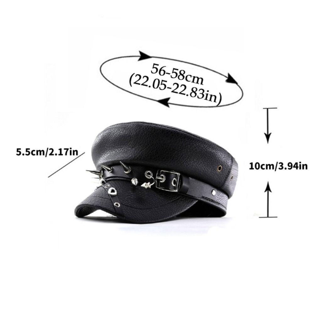 Trendy Black Women's Beret Pu Leather British Style Newsboy Cap Vintage Captain Caps Women's Accessories
