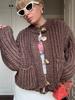 Women's European/American Style Thick Knit Pocket Button Cardigan Sweater, Autumn/Winter.