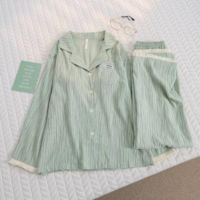 Schicker Damenpyjama für Frühling und Herbst, schlichtes Design, Home-Pyjama für Damen, Homewear-Pyjama, Revers-Pyjama