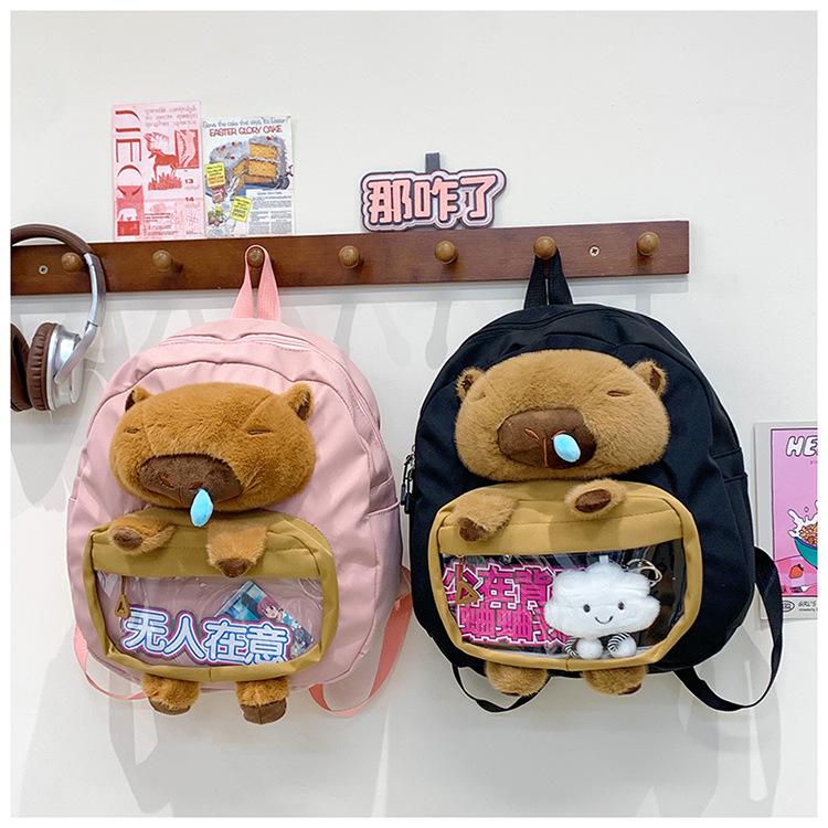 Capybara Snot Plush Backpack With Adjustable Shoulder Straps And Large Capacity